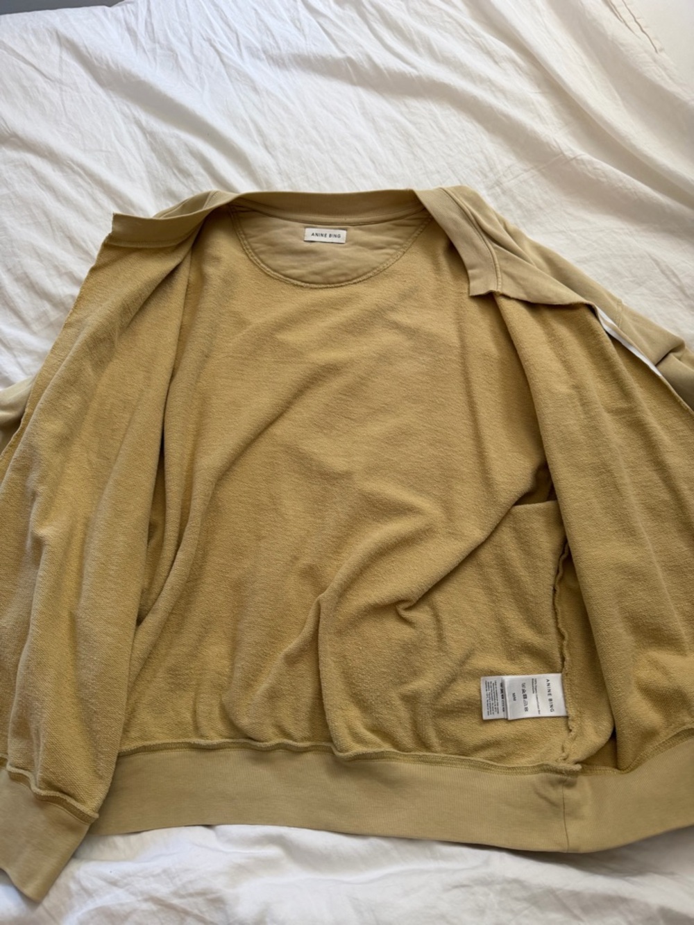 Anine bing Los Angeles M Butter yellow modified sweatshirt into sweat jacket - Picture 4 of 6